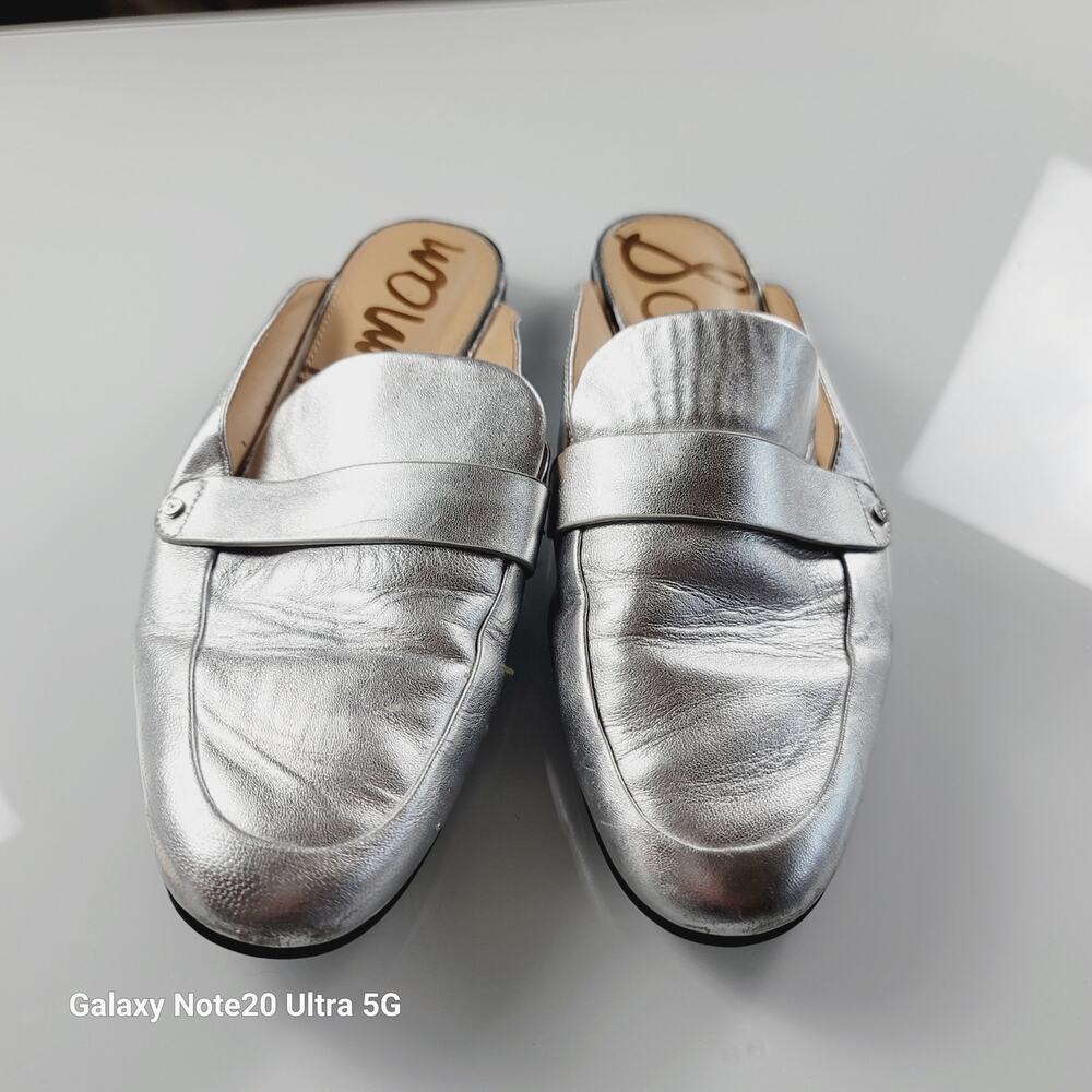 Sam Edelman Perri Mules in Silver, sz 9.5